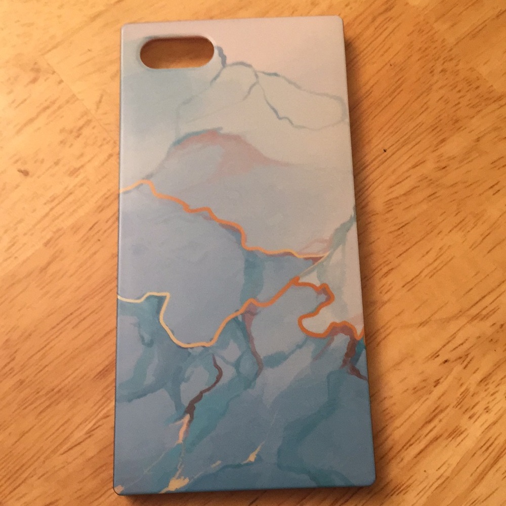Blue glacier square marble phone case for iPhone 8